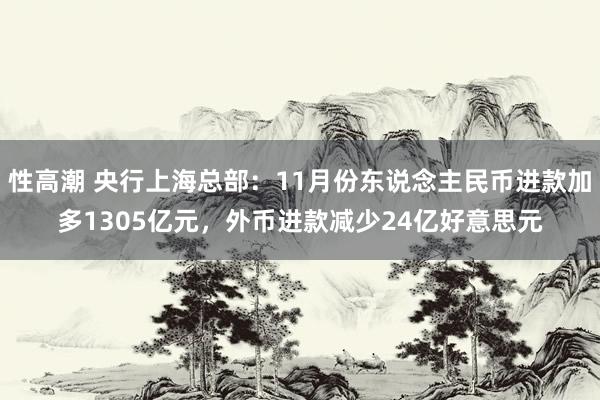 性高潮 央行上海总部：11月份东说念主民币进款加多1305亿元，外币进款减少24亿好意思元